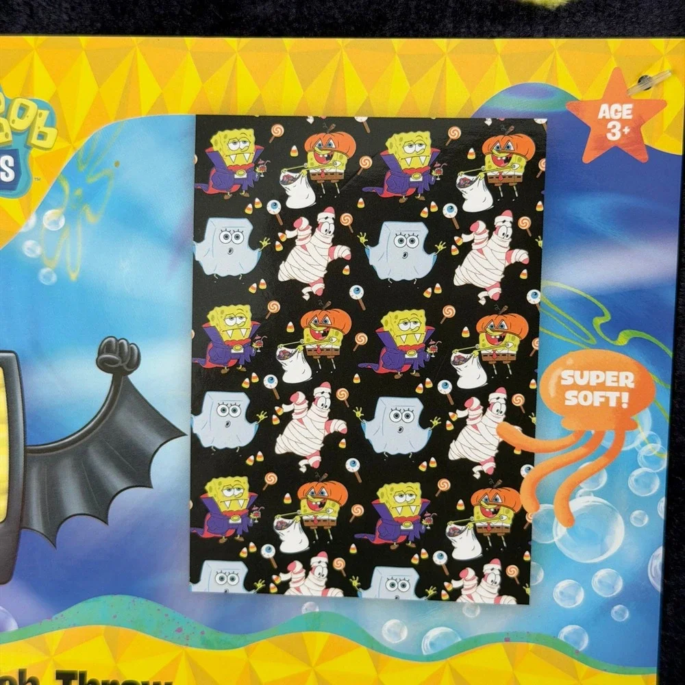 New SpongeBob SquarePants Halloween Throw Blanket Black Vampire Patrick Mummy